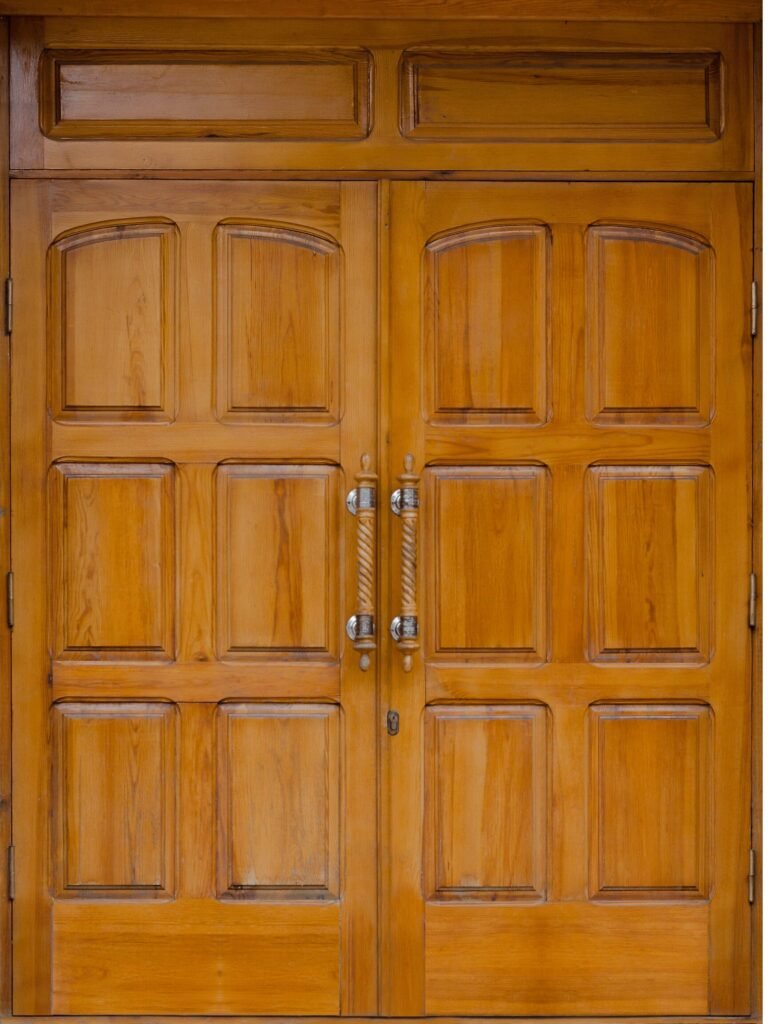 Double door design wooden door